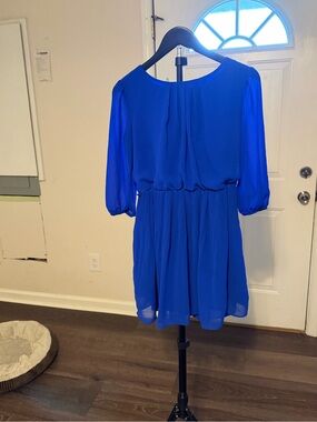 Iz Byer Royal Blue Pleated Waist Mini Dress
